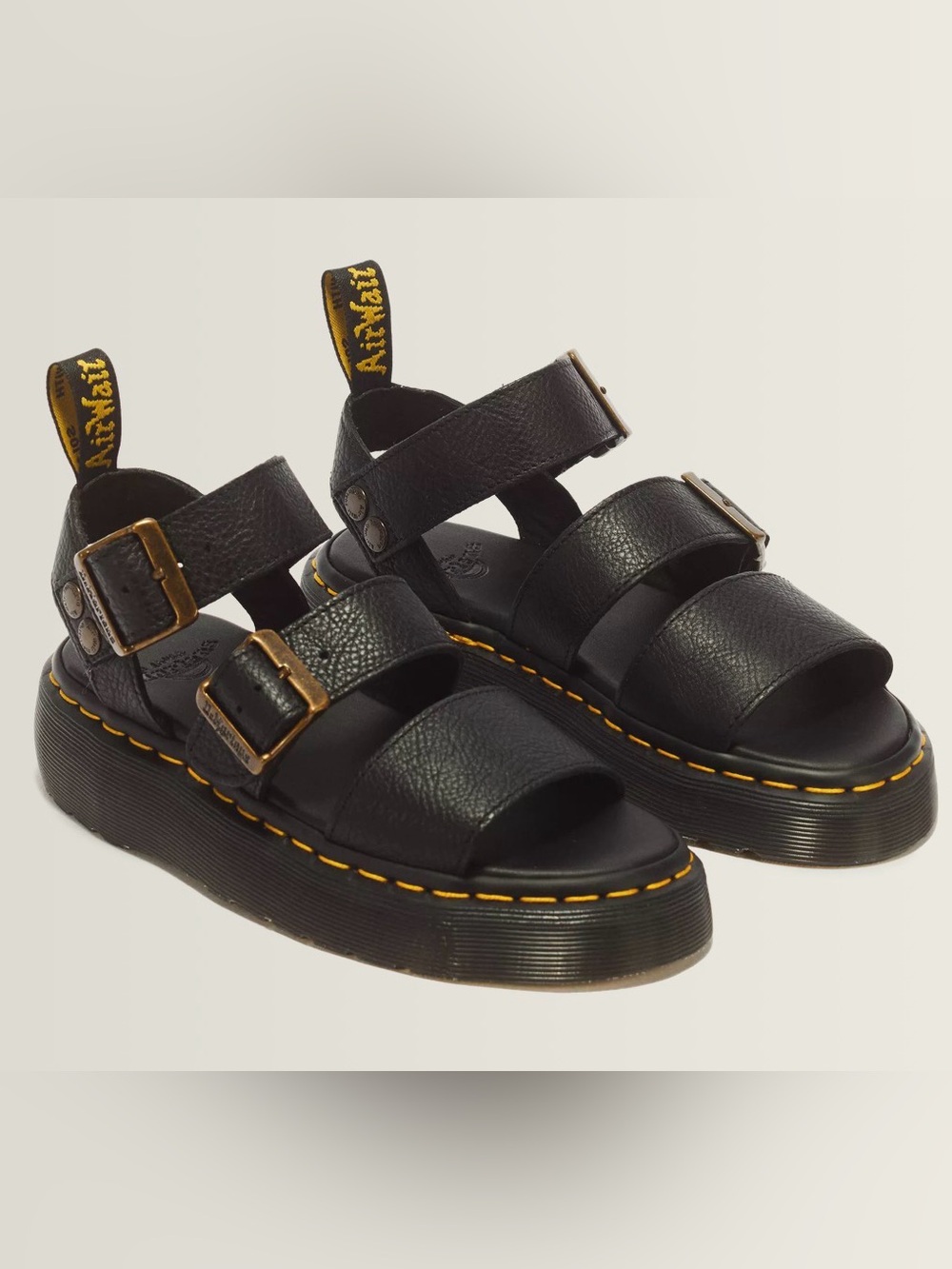 Dr Martens Gryphon Pisa Leather Platform Sandals Black Ladies 7 Edgy Punk Grunge